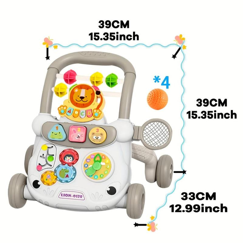 Lion Design Baby Walker, Educational Play Panel Baby Walker, Baby Walking Tool, Suitable for Gift Giving and Family Toy