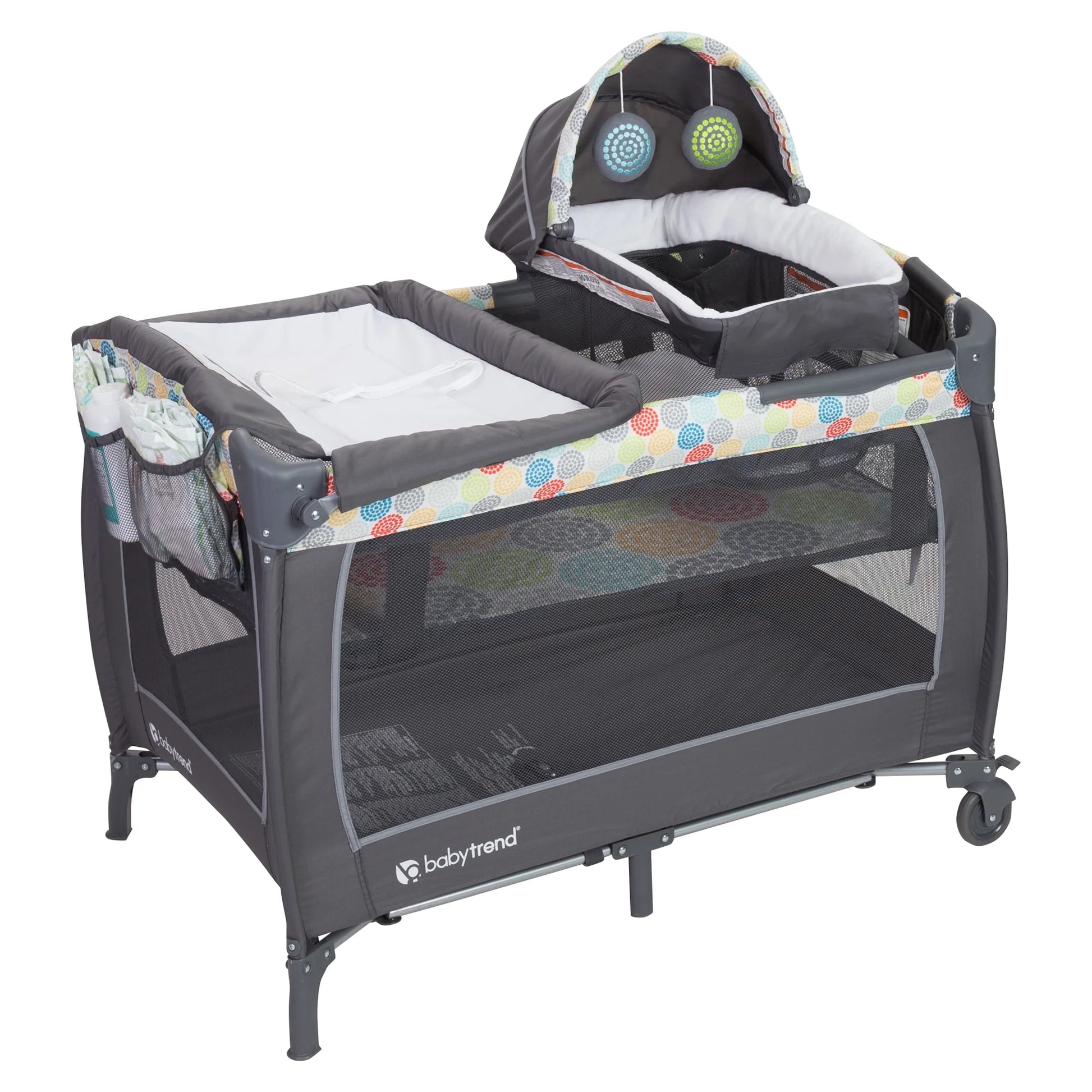 Lil Snooze Deluxe II Nursery Center Playard with Changer and Bassinet, Funfetti Grey