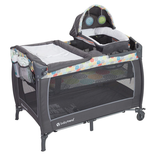 Lil Snooze Deluxe II Nursery Center Playard with Changer and Bassinet, Funfetti Grey