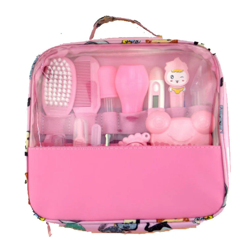 Infant Care Essentials Kit Nasal Cleaner Feeding Tool Ear Pick Grooming Pouch Nail Trimmer Oral Hair Brush Comb Cutter