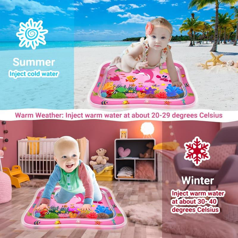 ZMLM Baby Tummy Time Water Mat for Babies: Baby Toys Gifts for Newborn Infant 3 6 9 12 Month Boy Girl Inflatable Activity Playmat Sensory Mat Toddler Belly Time Pat Indoor Summer Gifts (Pink)