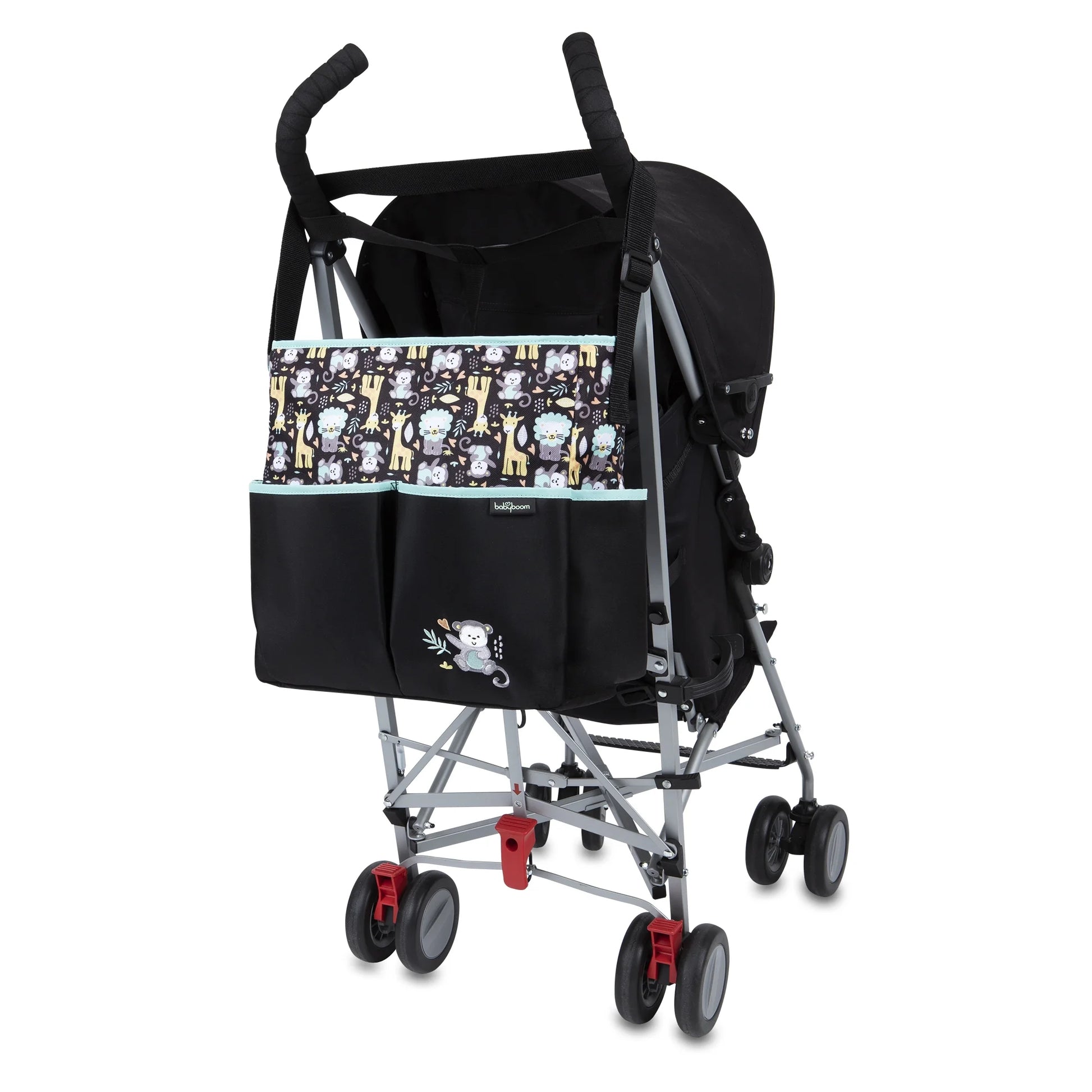 Monkey Print Tote Diaper Bag, Zip Top, Unisex, Infant, Toddler