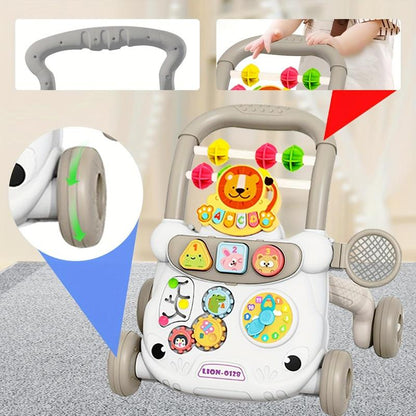Lion Design Baby Walker, Educational Play Panel Baby Walker, Baby Walking Tool, Suitable for Gift Giving and Family Toy