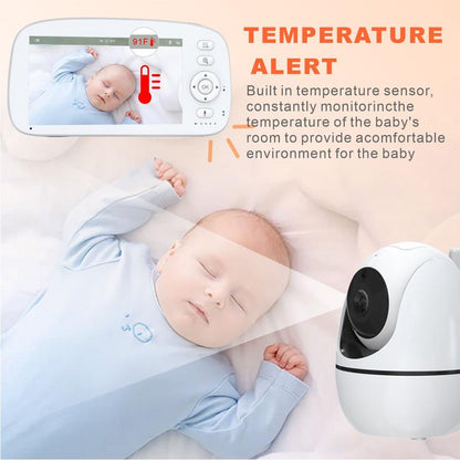 5.0" Video Babymonitor, Remote Pan-Tilt-Zoomcamera,Nightvision,2-Way Audio, Lullabies &Temp Sensorfor Baby Safety