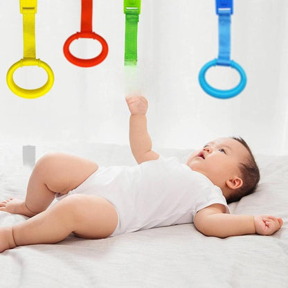 8PCS 4 Colors Baby Playpen Pull up Rings- Baby Crib Pull up Rings- Baby Walking Exercises Assistant Rings- Baby Bed Stand up Rings Baby Cot Hanging Rings for Infant Baby Toddler