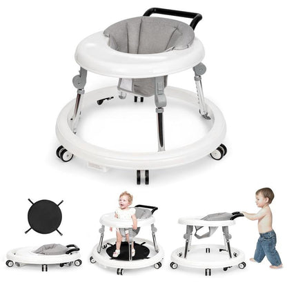 Foldable Baby Walker with 9 Adjustable Heights!Mute Wheels & Footrest, Perfect Activity Center for Boys & Girls Aged 7-18 Months, Portable & Space-Saving! ! Floorwalker