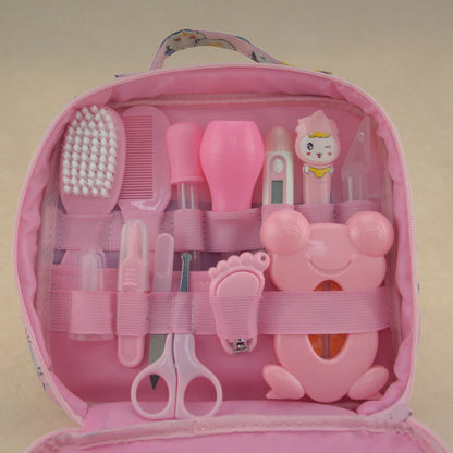 Infant Care Essentials Kit Nasal Cleaner Feeding Tool Ear Pick Grooming Pouch Nail Trimmer Oral Hair Brush Comb Cutter