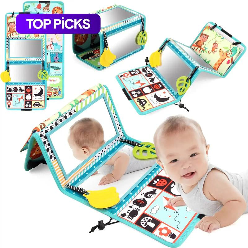 Baby Mirror Cloth Book, 1 Count Early Education Sensory Baby Toys, Double-Sided Playing Baby Toys, Educational Toys for 0-3 Years Old Babies, Learning Materials